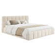 Postel s kovovým roštem a úložným prostorem, 180x200, béžová, SORELA