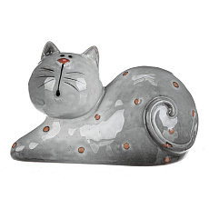 Kočka - keramická figurka, ležící, vel. L, šedá Kočka - keramická figurka, ležící, vel. L, šedá
