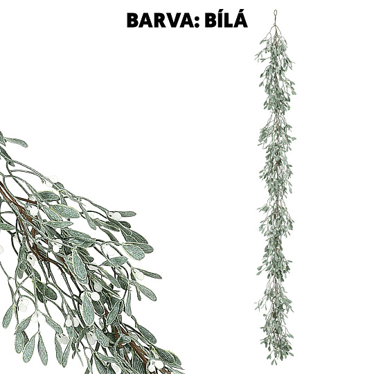 Girlanda - 190 cm, jmelí s bobulemi, barva bílá Girlanda - 190 cm, jmelí s bobulemi, barva bílá