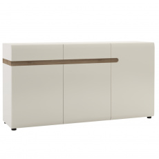 Komoda, bílá extra vysoký lesk HG/dub sonoma truflový, LYNATET 40 Komoda, bílá extra vysoký lesk HG/dub sonoma truflový, LYNATET 40