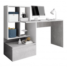 PC stůl, beton/bílý mat, NEREO PC stůl, beton/bílý mat, NEREO