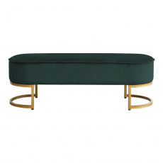 Designová lavice, tmavozelená Velvet látka / gold chrom-zlatý, MIRILA Designová lavice, tmavozelená Velvet látka / gold chrom-zlatý, MIRILA