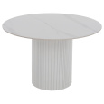 Jídelní stůl, bílý mramor/MDF, průměr 120 cm, MAHIR TYP 1