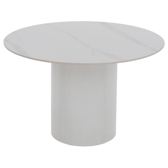 Jídelní stůl, bílý mramor/MDF, průměr 120 cm, MAHIR TYP 1