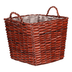 Košík proutěný - obal na květiny, hranatý, tmavě hnědý Košík proutěný - obal na květiny, hranatý, tmavě hnědý