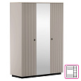 Skříň se zrcadlem, šedohnědá Taupe/dub silverjack, DOMCA 3D
