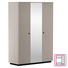 Skříň se zrcadlem, šedohnědá Taupe/dub silverjack, DOMCA 3D