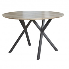 Jídelní stůl, dub šedý/černá, průměr 100 cm, AKTON