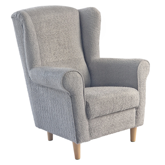 Křeslo ušák, šedá látka Coral, CHARLOT